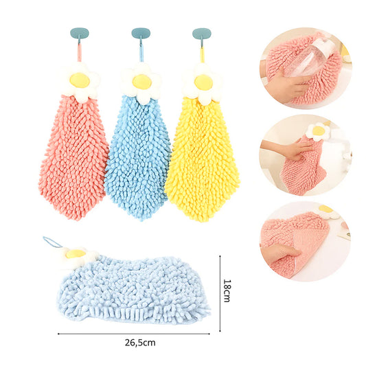 1 pc Kitchen Cleaning Fiber Towel – Soft Microfiber Hanging Dishcloth (Assorted Colors)