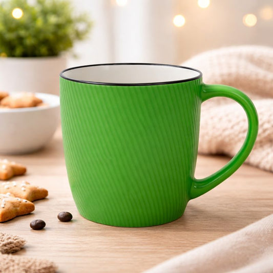 Textured Gloss Ceramic Mug – Modern Coffee & Tea Cup in Green - Habitt