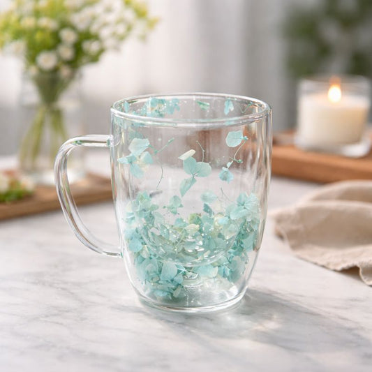 Decorative Double-Wall Glass Coffee Mug – Transparent Heat-Resistant Tea Cup