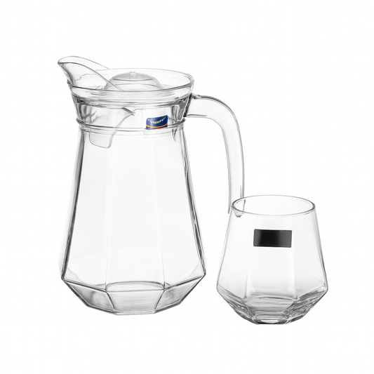 Silver-Tinted 7-Piece Water Set – 1.4 L Jug with 340 ml Glasses (Premium Coloured Glassware)