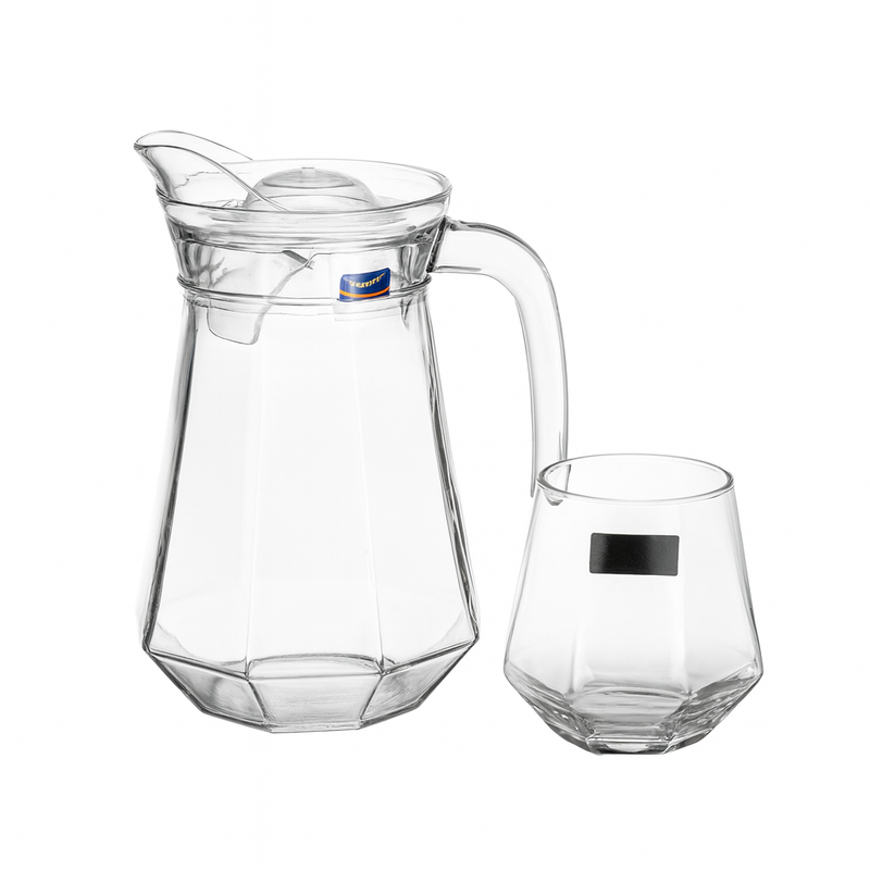 Silver-Tinted 7-Piece Water Set – 1.4 L Jug with 340 ml Glasses (Premium Coloured Glassware) - Habitt