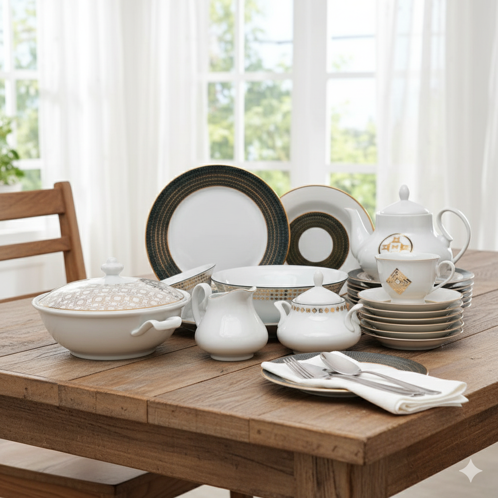 45Pcs Dinner Set (Arch Geo Dark )