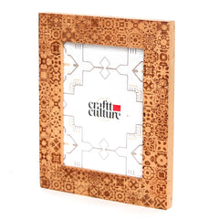 Golden Brown Wooden Photo Frame – Engraved Pattern Design