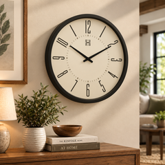Heritage “Moon Time” Wall Clock 20" – Modern Minimalist Design with Black Plastic Frame