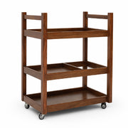 Nysa Solid Wood Tea Trolley with Wheels – 3 Tier Serving Cart, Mobile Kitchen & Dining Storage Rack - Habitt