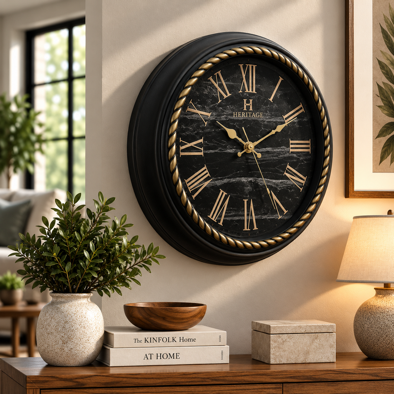 Oreo Wall Clock – 13.75-Inch Antique Brown Wall Clock with Plastic Frame and Roman/Standard Numerals
