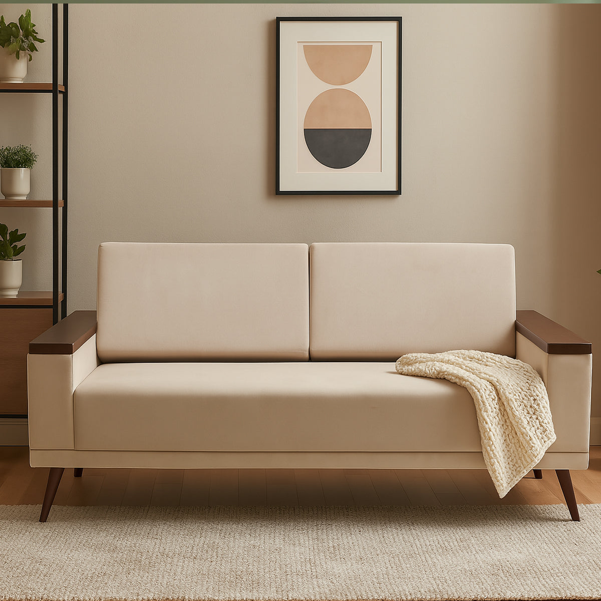 Nimoy X Wooden Arm Sofa