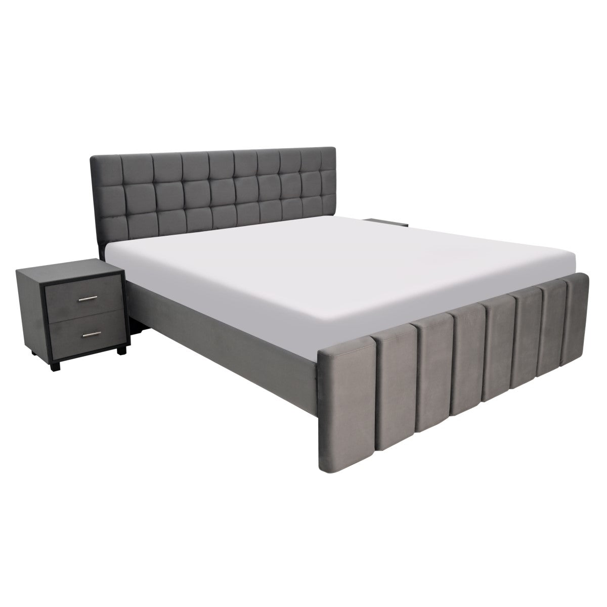 Nimoy King Size Bed with 2 Side Tables