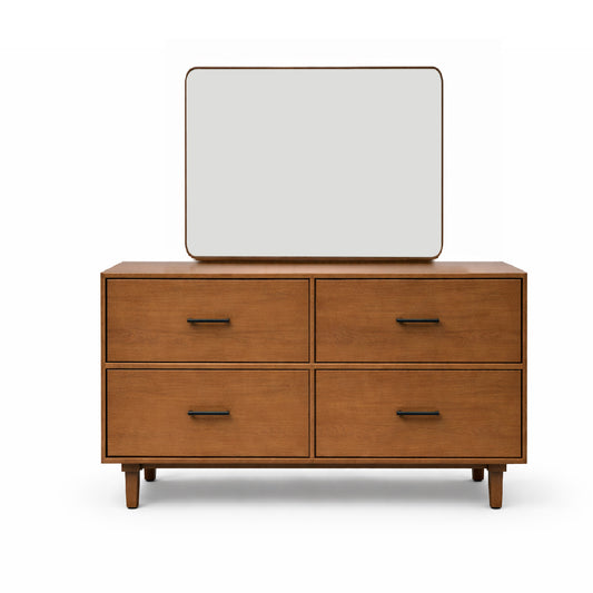 Nysa Solid Wood Dresser with Mirror – Modern 4 Drawer Storage Chest for Bedroom Organization - Habitt