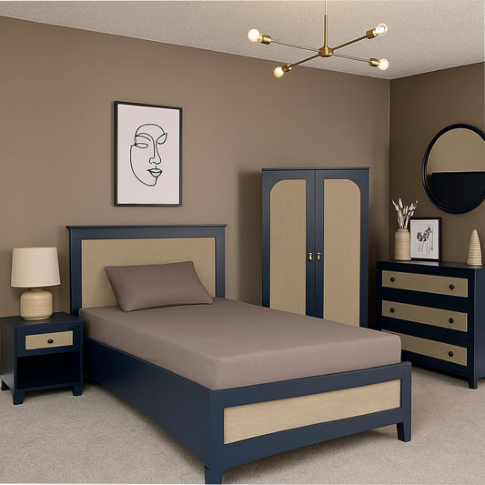 Lancaster Bedroom Set – Bed, Dresser & Wardrobe – Elegant Dual-Tone Finish