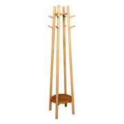 Wooden Coat Tree – Modern Standing Coat & Hat Rack with Storage Shelf - Habitt