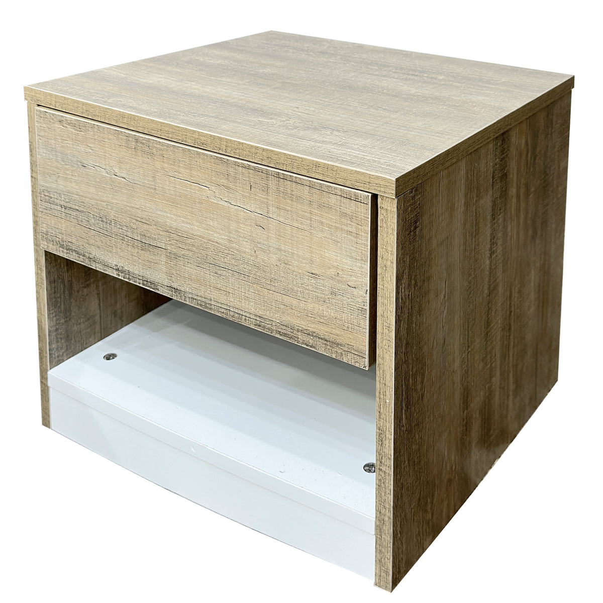 Mike Side Table – Minimalist Wooden Finish with Storage Shelf