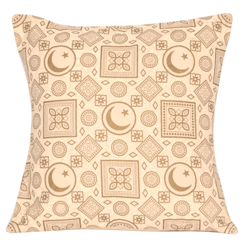 Light Taupe Cushion Cover – Ethnic Pattern Throw Pillow Case (18 x 18 Inches) - Habitt