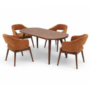 Nysa 4 Seater Dining Table Set – Solid Wood Oval Dining Table with Upholstered Chairs for Modern Dining Room - Habitt