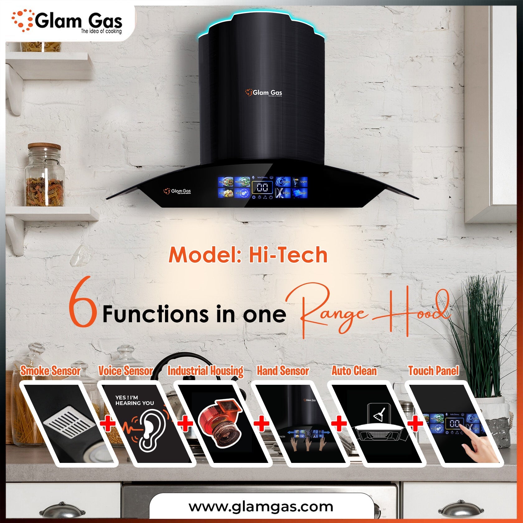 Glam Gas Range Hood Hi-Tech | Kitchen Exhaust Hood | in Pakistan Price