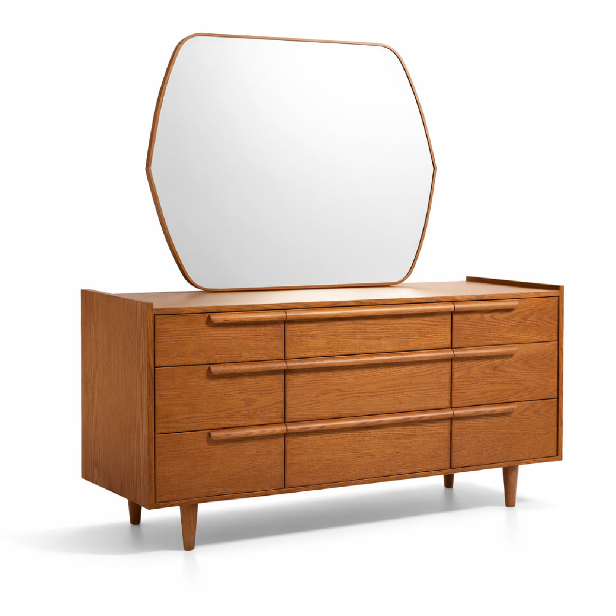 Nora Wooden Dresser | Modern Bedroom Storage Dresser with Mirror - Habitt