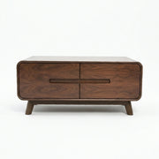 Nysa Solid Wood Coffee Table with Drawers – Mid-Century Modern Walnut Finish Living Room Center Table - Habitt