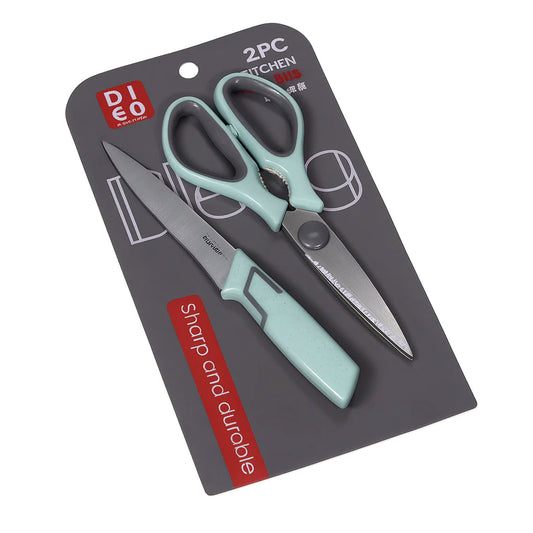 2-Piece Kitchen Knife & Scissor Set – Green