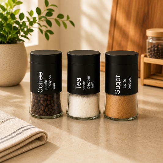 Black Glass Storage Jar Set – 3 Pieces small