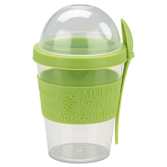 Portable Cereal & Yogurt Tumbler – Travel-Friendly Breakfast Cup with Dome Lid & Spoon (Green, Red, Yellow, White)