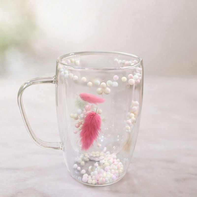 Decorative Double-Wall Glass Coffee Mug – Transparent Heat-Resistant Tea Cup - Habitt