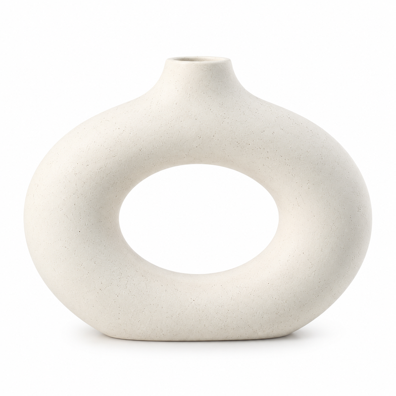 Donut Vase Black Small & White Big (Plastic) – Modern Decorative Vase