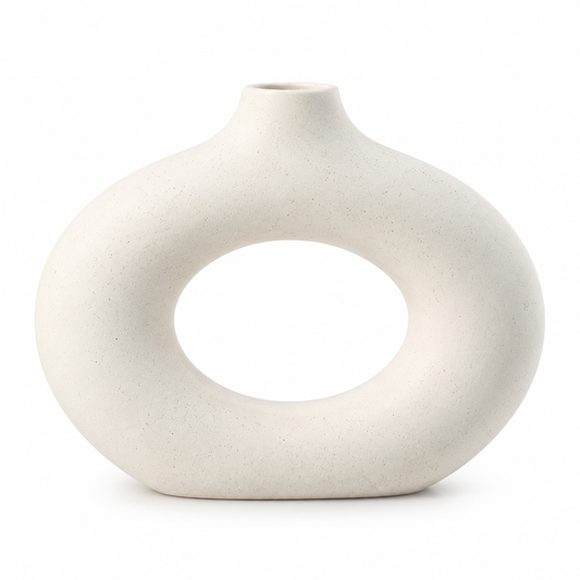 Donut Vase Black Small & White Big (Plastic) – Modern Decorative Vase