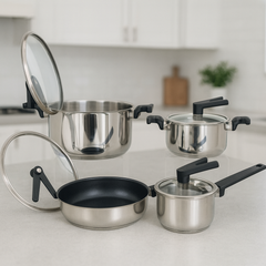 8-Piece Stainless Steel Cookware Set with Glass Lids (V-Knob Design) – Premium Kitchen Collection