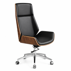 Boss Executive Wooden Back Office Chair 067 – Premium Leather Swivel Chair with Ergonomic Design & Modern Finish - Habitt