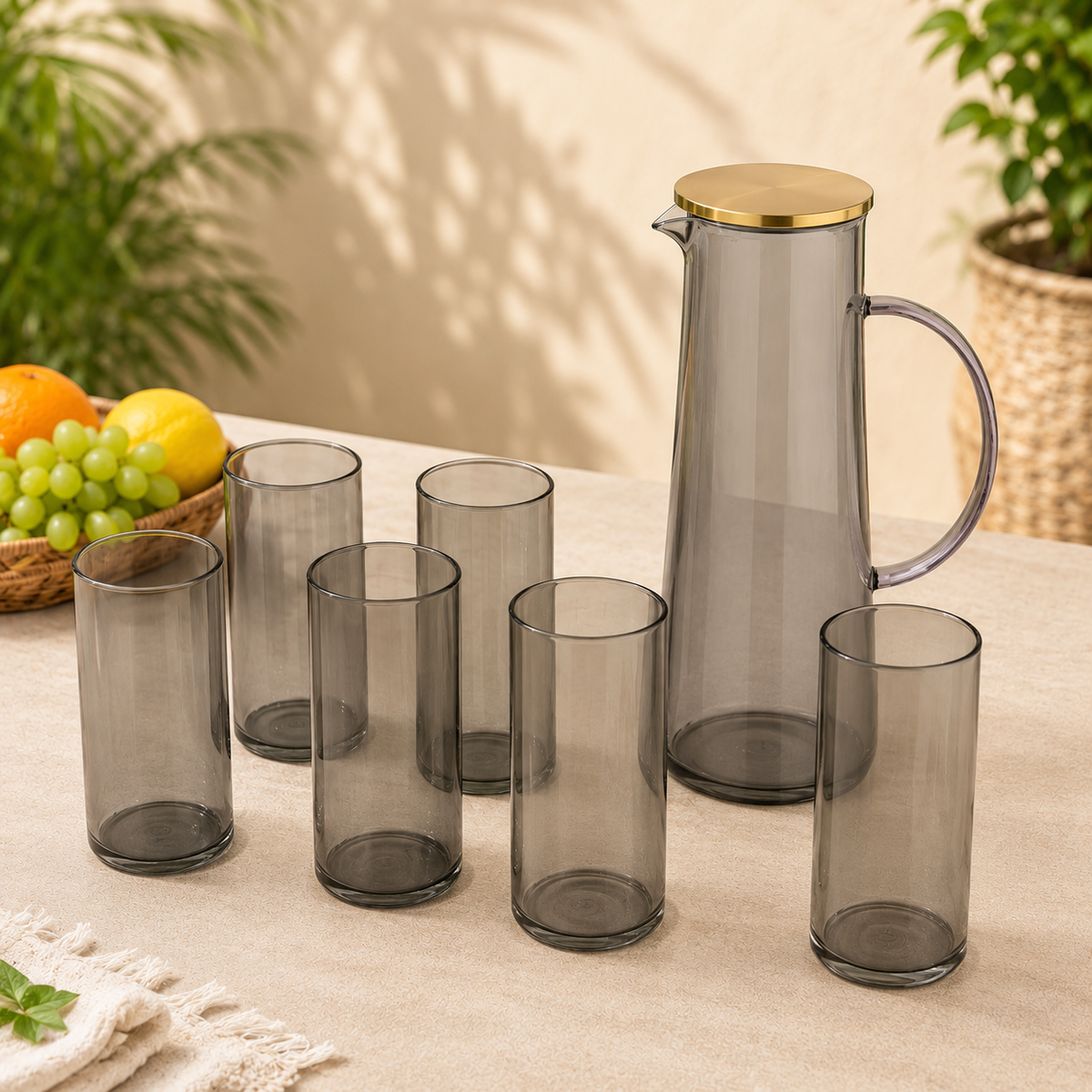 6 Piece Transparent Water Set with Jug | Drinkware Set