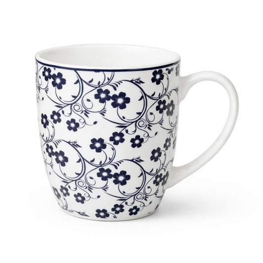 Ceramic Floral Mug – Blue & White Tea and Coffee Cup