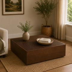 Oaklin Wooden Coffee Table with Slatted Top