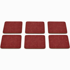 Elegant Red Pattern Coaster Set (6 Pieces) – Decorative Table Coasters