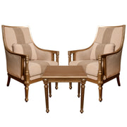 Ashton 2 Chair and 1 Side Table Set – Elegant Wooden Living Room Furniture - Habitt
