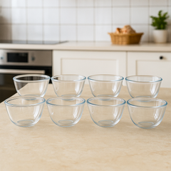 8-Piece Clear Glass Bowl Set – 640 ml Premium Multi-Purpose Kitchen & Serving Bowls