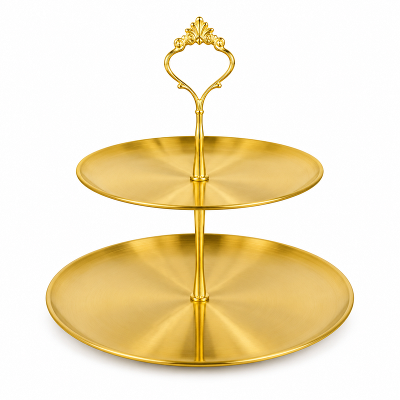 2 Step Golden Pastry Stand