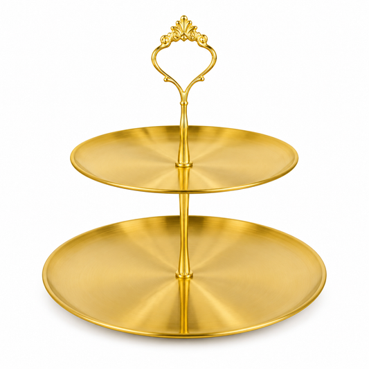 2 Step Golden Pastry Stand