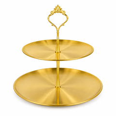 2 Step Golden Pastry Stand