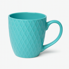 Textured Diamond Ceramic Mug – Teal Coffee & Tea Cup
