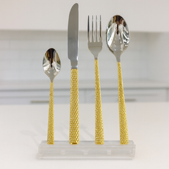 52-Piece ALPEN Cutlery Set – Gold Textured Handle Design