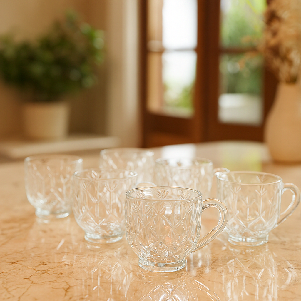 Clear Glass Cup Set – 217ml (Set of 6)