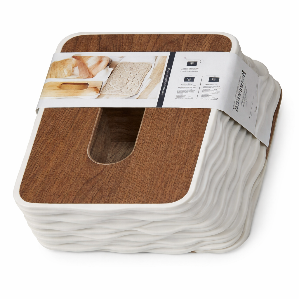 Modern Wavy Design Tissue Box Holder – Premium Heavy Wooden Lid Napkin Dispenser for Home & Kitchen - Habitt