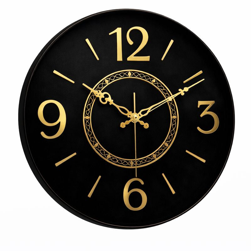 Heritage Bradford Wall Clock 14.5 Inch – Modern Black Dial with Gold Accents & Elegant Minimal Design (Plastic) - Habitt