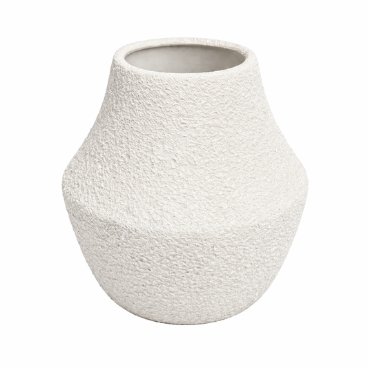 Large Textured White Coral Finish Decorative Vase – Statement Modern Sculptural Accent - Habitt