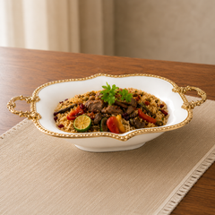 Exquisite Serving Bowl with Gold Handles | Elegant Serving Bowl for Dining