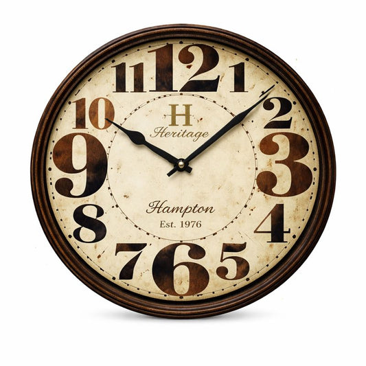 Oxford 14" Modern Wall Clock – Black Dial with Bold Yellow & White Numbers, Decorative Plastic Frame - Habitt