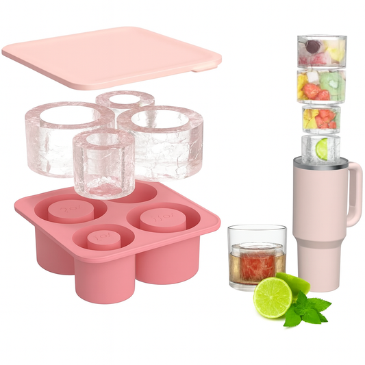 4PCS Ice Cube Maker Set – Tumbler Style Silicone Mold with Lid