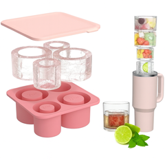 4PCS Ice Cube Maker Set – Tumbler Style Silicone Mold with Lid