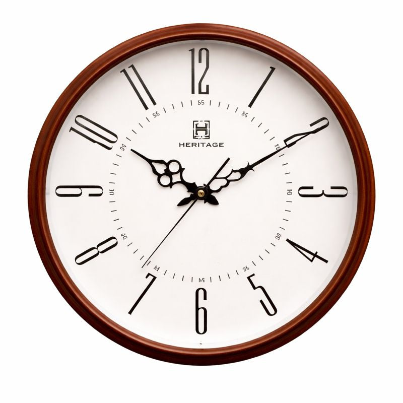 SUNSET PLAIN 15" Heritage Wall Clock – Classic Brown Frame with Cream Dial - Habitt