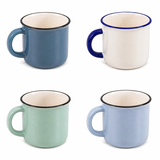 Mini Mug Pack of 4 – Multicolor Ceramic Coffee Cups, Stylish Small Tea & Espresso Mug Set - Habitt